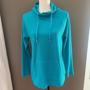 Chaps Sport Teal Solid thermal Hoodie Sweater, Long Sleeve, Size Medium